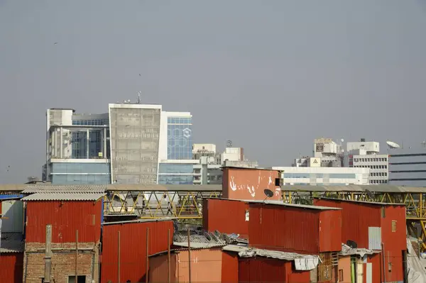 stock image slum and bandra railway station mumbai Maharashtra India Asia