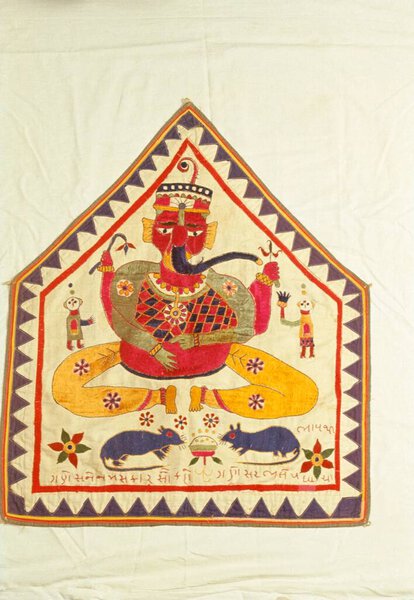 Ganesh ganpati Festival , Eephant headed God painting on cloth
