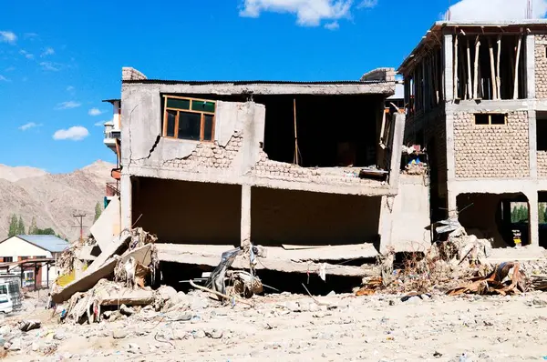 stock image Damaged houses due to flashflood in leh, Ladakh, Jammu and Kashmir, India 