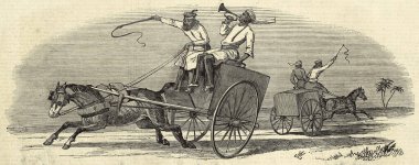 Hindistan 'ın kuzeybatısındaki erkek arabası. Posta ofisi, Onurlu Şirket' in mektuplarının 19. yüzyılda Grand Trunk Yolu boyunca hızlı bir şekilde taşınması için düzenlemeler yapıyor. 