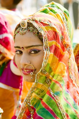 Peçeli Kadın, İtme: Karmela, Rajasthan, Hindistan, Asya 