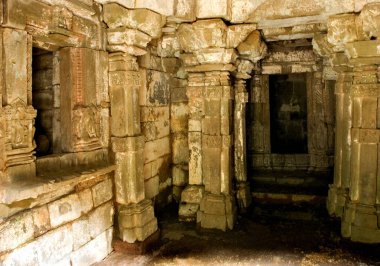 UNESCO world heritage Champaner Pavagadh ; Lakulisha Temple built in 10-11th century AD contains fine images of Lakulisha ; Dakshinamurti ; Brahma ; Vishnu ; Shiva ; Indra ; Gajendramoksha ; Champaner ; Panchmahals district ; Gujarat State ; India ;  clipart