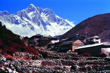 Nuptse, Everest & Lhotse as seen from Pangboche Nepal clipart
