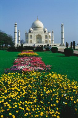 Taj Mahal 'deki Bahçe Dünyanın 7. Harikası, Agra, Uttar Pradesh, Hindistan