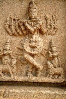 Heykel oyulmuş, Hampi, Karnataka, Hindistan 