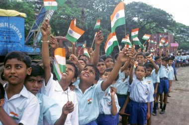 Çocuklar Bağımsızlık Günü 'nü kutluyor, Bombay Mumbai, maharashtra, idnia 
