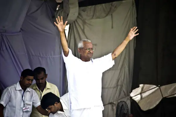 stock image Anna Hazare hunger strike fast at Ramlila ground new delhi India Asia 