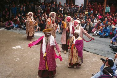mask dance performed by lamas at the ladakh festival, leh, ladakh, Jammu and Kashmir, india  clipart