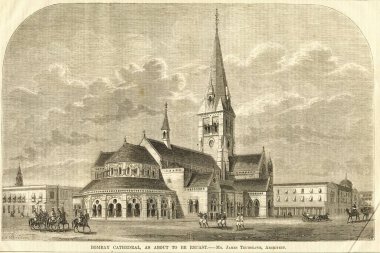 Bombay Katedrali 18 Şubat 1865 'te yeniden seçilecek, Bombay şimdi Bombay, Maharashtra, Hindistan 
