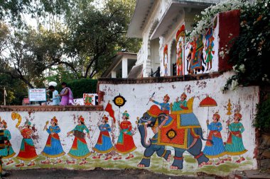 Pundit Dindayal 'daki Fresco Upadhyay Udhyan, Udaipur, Rajasthan, Hindistan 