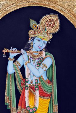 Miniature painting of God Krishna clipart