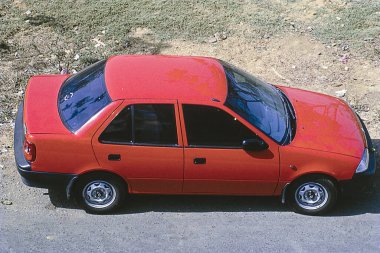 Maruti-1000 'in hava manzaralı arabası, Bombay, Hindistan, Asya 