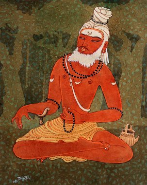 Hinduizm, hindu sanatı, himalaya akademi sanatı, din, maneviyat, sanatçı S. Rajam, sannyasin, keşiş, sadhu, aziz, sofu, rishi, swami