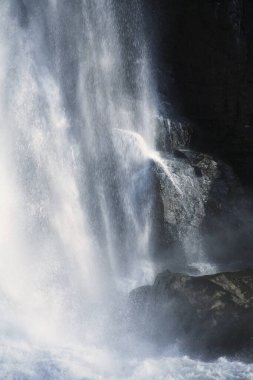 Picnic spot ; landscape Athirappilly waterfall gushing water spray ; District Thrissur ; Kerala ; India clipart