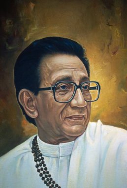 Shiv Sena 'nın kurucusu Balasaheb Thackeray' in resmi 