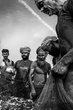 Ağ kolkata batı bengal, Hindistan, Asya 'lı balıkçı.