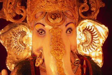 Lord Ganesh ganpati festivali yüzün kapanışı Fil başı Lord, pune, Maharasthtra, Hindistan