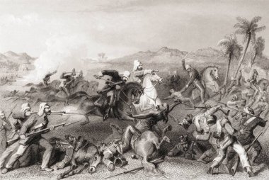 General Nicholson 'ın düzensiz süvarilerinin Sealkote isyancılarına saldırısı, Hindistan, Asya, 1857
