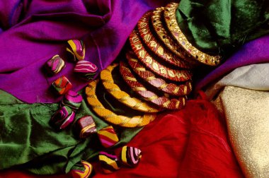 Renkli kumaş dokusu arkaplanının yakın plan görüntüsü