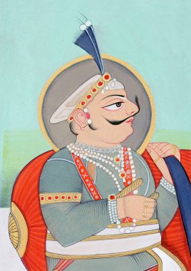 Maharaja Prithviraj 'ın minyatür resmi Chauhan Ajmer 1193