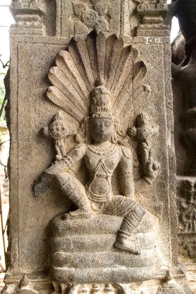 stock image Vaikunthanathar Vishnu sculpture in hundred pillared hall, Varadaraja Perumal temple in Kanchipuram, Tamil Nadu, India 