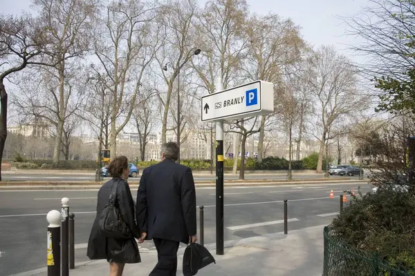 Street scene, couple walking, Branly, Paris, France, Europe 