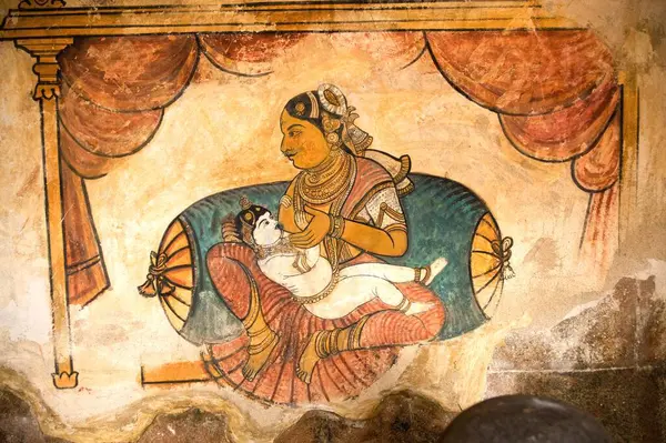 stock image Wall painting in brihadeshwara temple , Thanjavur , Tamil Nadu , India