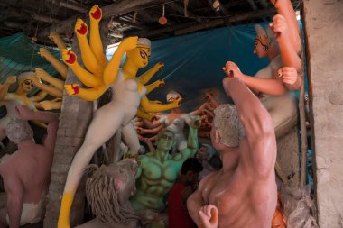 Durga Tanrıçası Kumartuli Kolkata 'nın Clay Idol' u Batı Bengal Hindistan Asya 