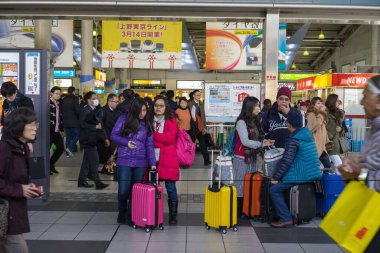 Bagajı olan yolcular, Tokyo, Japonya 
