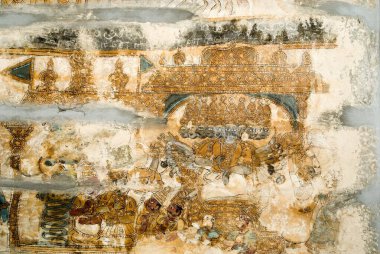 Tavanda Kokarneswarar Tapınağı 'ndaki 17. yüzyıl duvar resimleri, Thirukokarnam, pudukottai, Tamil nadu, Hindistan 