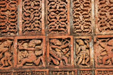 Terracotta art on wall of Madan Mohan temple ; Vishnupur ; West Bengal ; India clipart