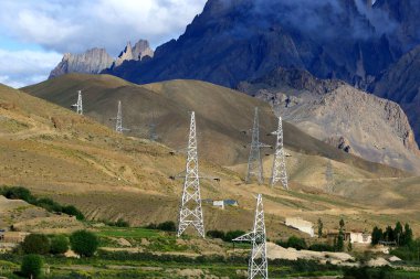 Electric poles, Ladakh, Jammu and Kashmir, India, Asia clipart