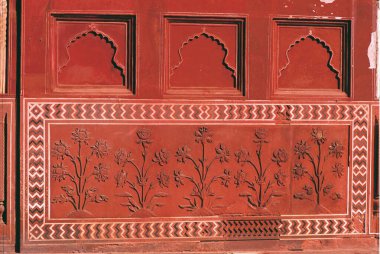 Duvarlara motif oymacılığı, agra, delhi, Hindistan, Asya 