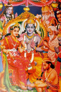 Ram sita ve Hanuman Hindistan 'ı boyuyor.