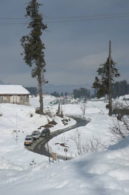Karla kaplı, Gulmarg, kaşmir, Hindistan, Asya 