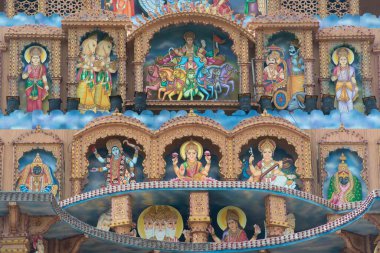 painted Deities on Ganesha imaginary Palace, Pune, Maharashtra, India, Asia  clipart