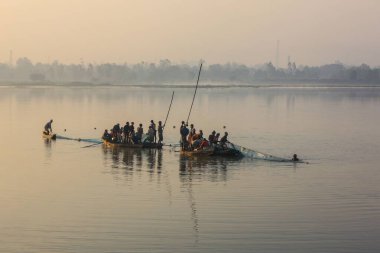 Fishing boat in dalpat sagar lake, jagdalpur, bastar, chhattisgarh, india, asia   clipart