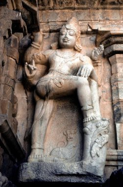 Brihadeshwara tapınağındaki Dwarabalaka heykeli, Gangaikonda Cholapuram, Tamil Nadu, Hindistan 