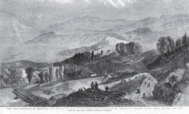 Deodhunga 'dan Darjeeling' e ait genel manzara. Dünyanın en yüksek dağı. Son zamanlarda Albay A S Waugh Height tarafından 29002 feet yukarıda, Batı Bengal, Hindistan 'da ölçüldü. 