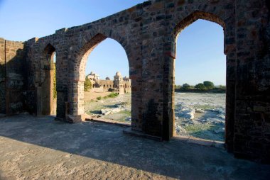 Jahaj mahal from arch at Mandu, Madhya Pradesh, India  clipart