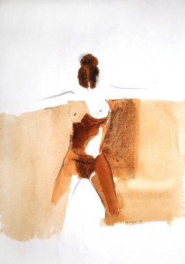 Mumbai Bombay Maharashtra 'yı çizen çıplak figür.