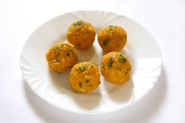 Mithai motichur ya da Boondi laddoos, yakın çekim görüntüsü