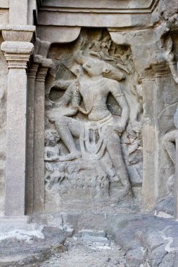 Boar incarnation of vishnu sculpture on kailash temple, aurangabad, maharashtra, india, asia. clipart