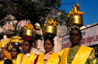 procession of fisher women on Narali purnima Coconut day  clipart