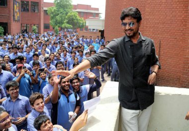 Irfan Khan, Irrfan Khan, Hintli aktör, Hintli Medium film promosyonu, Modern Okul, Yeni Delhi, Hindistan, 12 Mayıs 2017