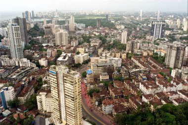 Mumbai Central, Bombay Mumbai, Maharashtra ve Hindistan 'ın havadan görüntüsü.