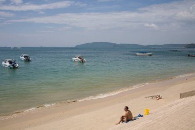 Krabi Adası, Tayland 'da turistler 