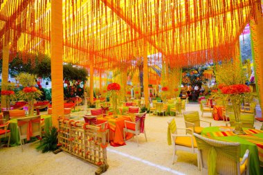 Hindistan, Rajasthan, Jodhpur 'da düğün salonu.