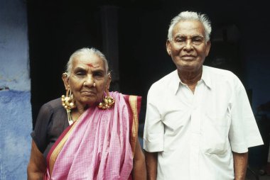 Old man and woman, Tamil Nadu, India   clipart