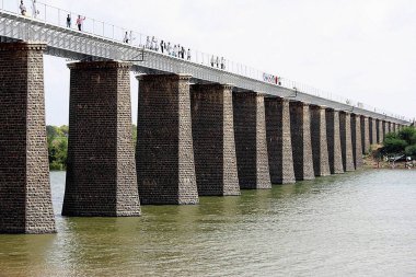 Railway Bridge on the Chandrabhaga river at Pandharpur ; district Solapur ; state Maharashtra ; India clipart